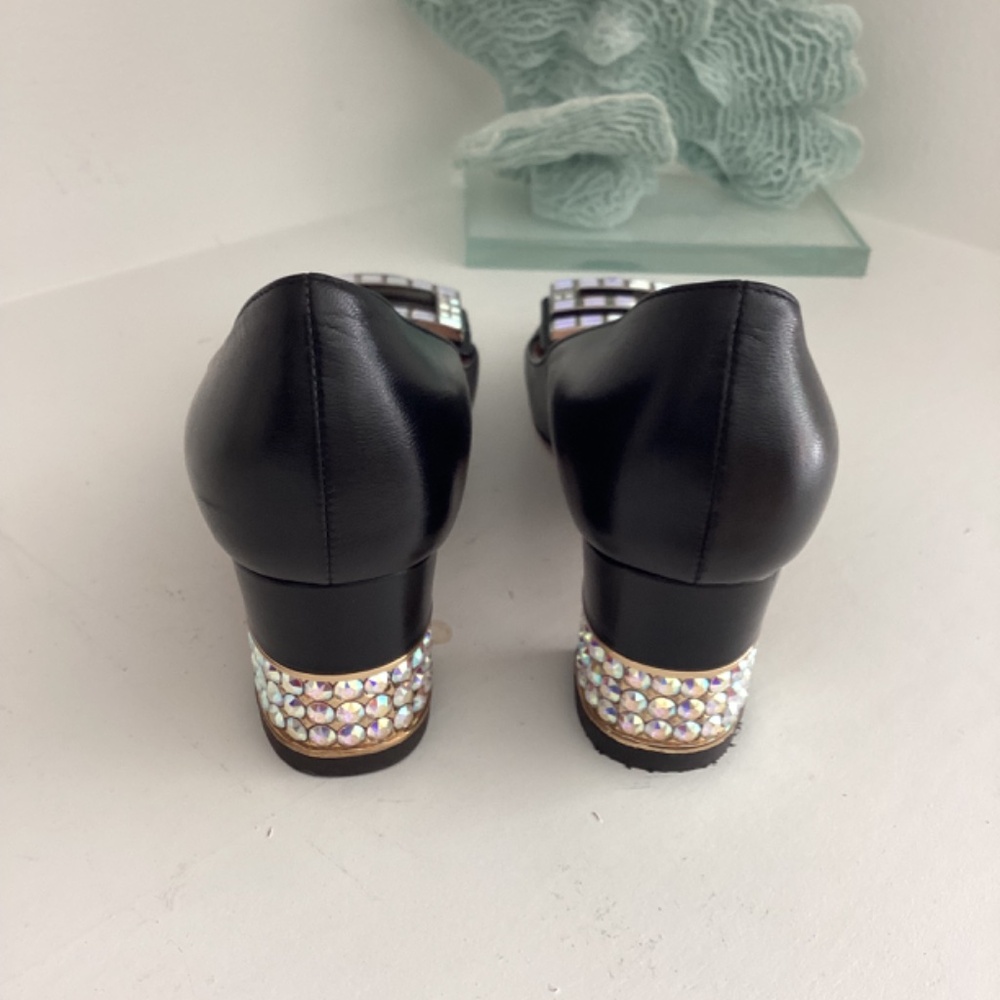 Gucci Crystal G Black Leather Crystal Embellishments Pumps 37/ 7 - Picture 5 of 8